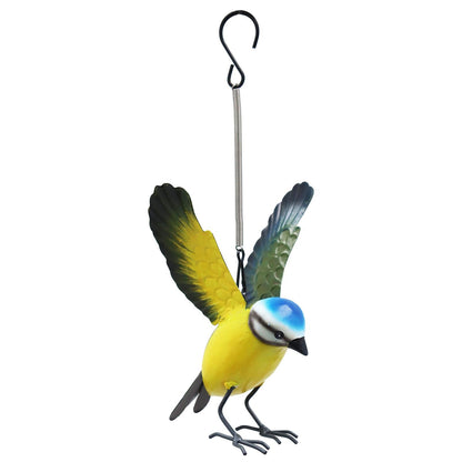 Small Metal Hanging Blue Tit(14cm x 10cm x 10cm)– Handcrafted Weather-Resistant Bird Ornament –Decorative Hanging Robin Garden Sculpture