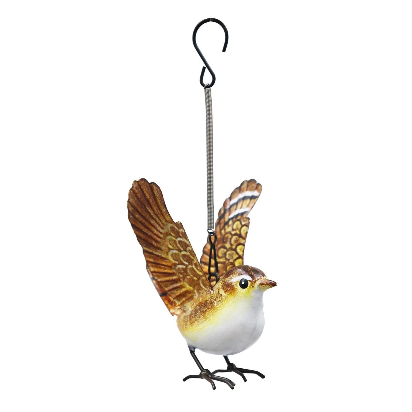 Small Metal Hanging Wren(14cm x 10cm x 10cm) – Handcrafted Weather-Resistant Bird Ornament – Decorative Hanging Robin Sculpture for Garden