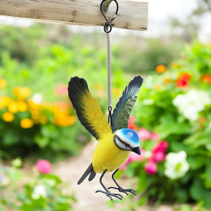 Small Metal Hanging Blue Tit(14cm x 10cm x 10cm)– Handcrafted Weather-Resistant Bird Ornament –Decorative Hanging Robin Garden Sculpture