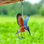 Small Metal Hanging Kingfisher(14cm x 10cm x 10cm) – Handcrafted Weather-Resistant Bird Ornament –Decorative Hanging Robin Garden Sculpture