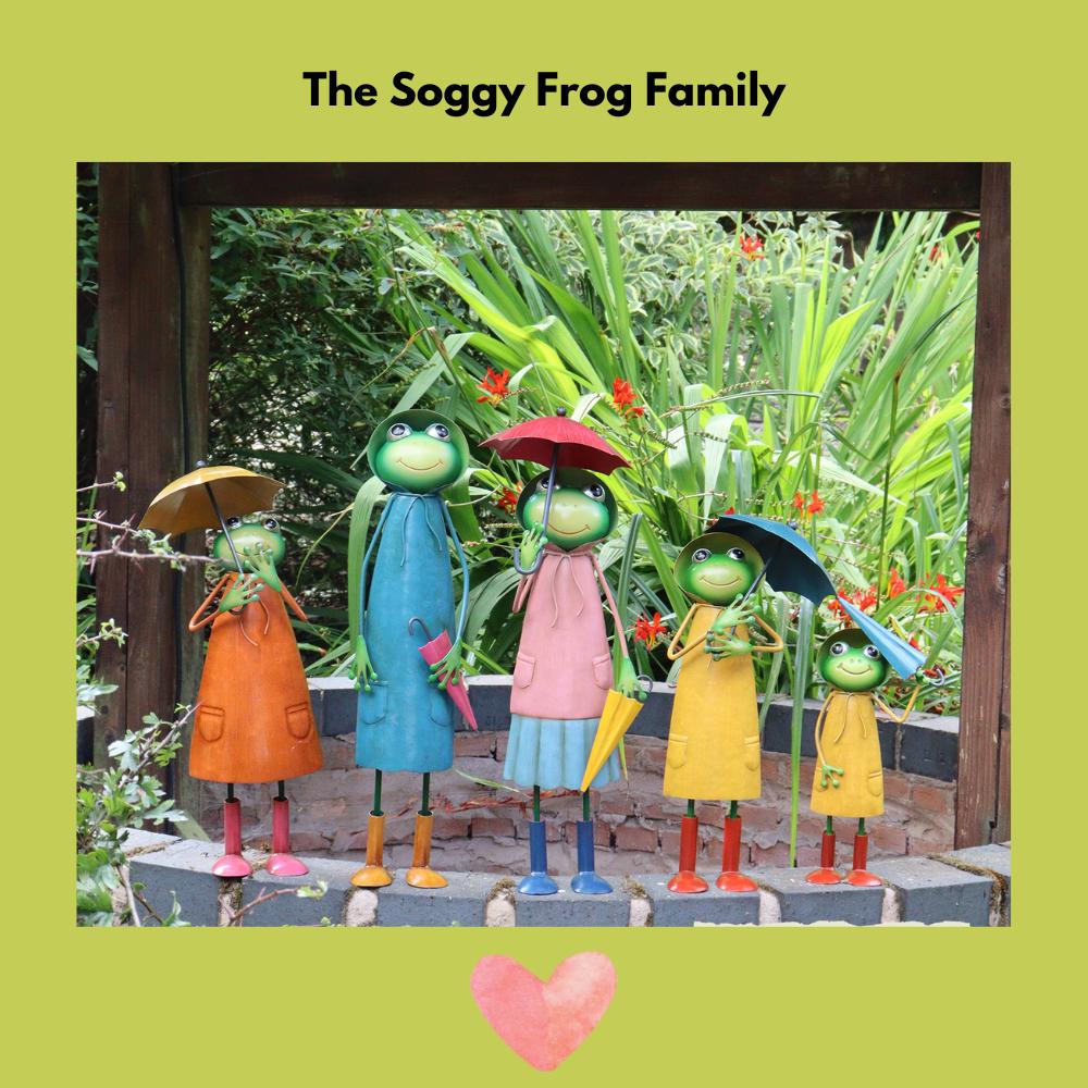 Small Metal Yellow Soggy Froggy (28.5cm x 12.5cm x 7cm) – Quirky Handcrafted Frog Garden Ornament –  Metal Frog Statue for Outdoor
