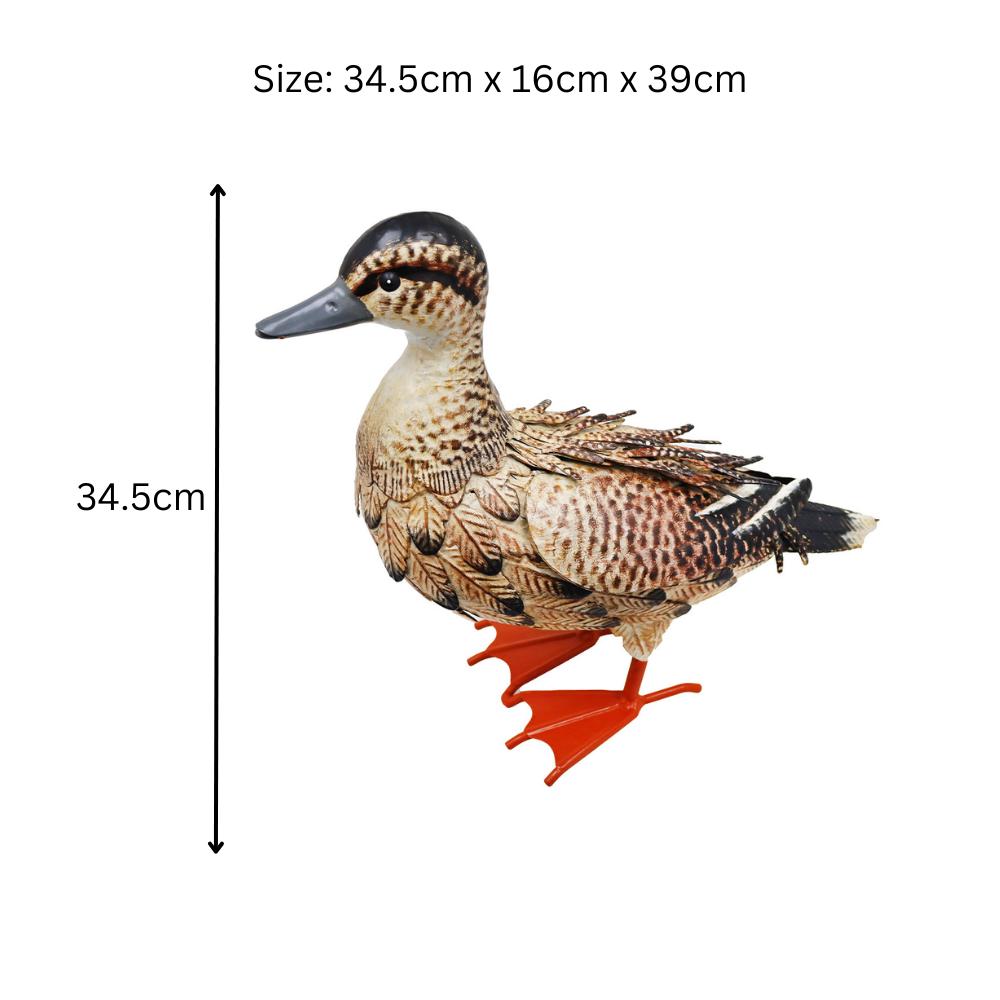 Metal Farmyard Female Duck – Handcrafted Rustic Duck Garden Ornament – Weather-Resistant Metal Duck Statue