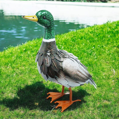 Metal Farmyard Male Duck (38.5cm x 15.5cm x 30cm) – Handcrafted Rustic Duck Garden Ornament – Weather-Resistant Metal Duck Statue