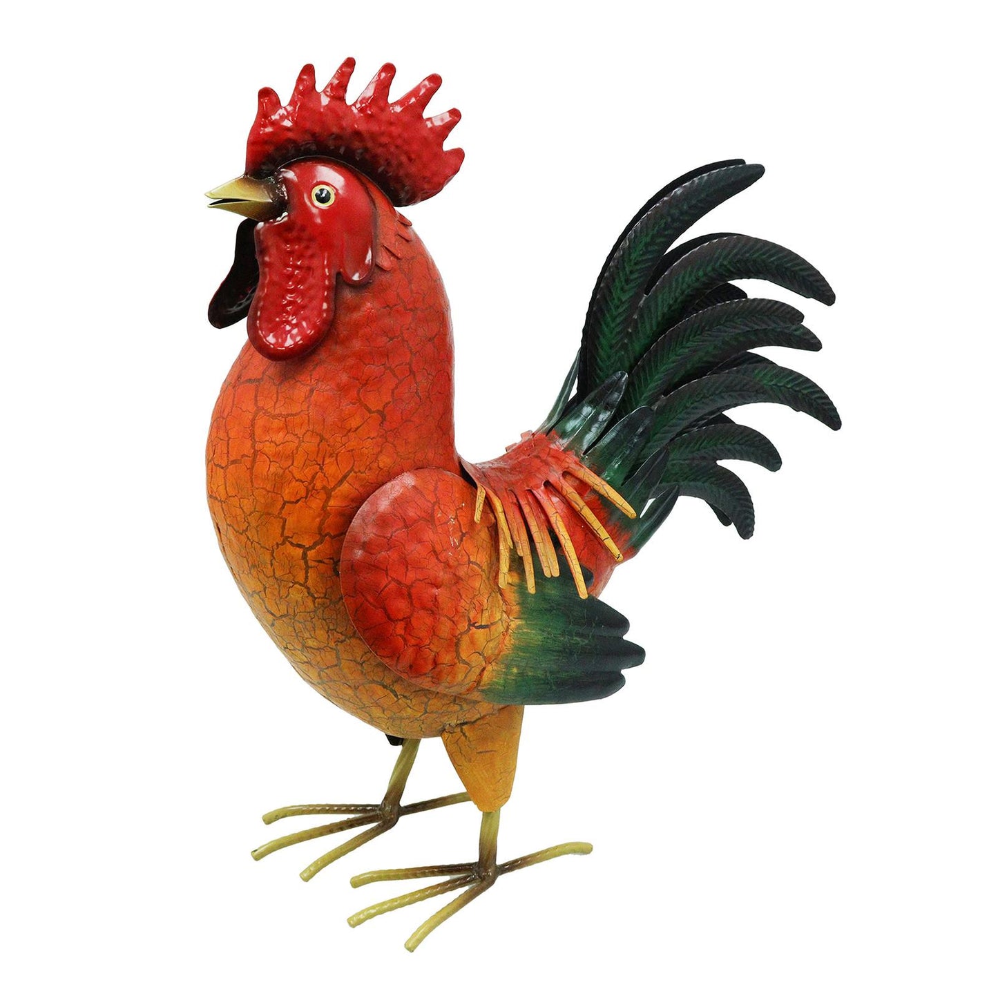 Large Metal Red Cockerel (44cm x 16cm x 36cm) – Handcrafted Rustic Rooster Garden Ornament  Farmyard Statue