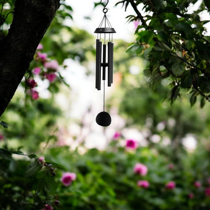Concerto Musical Wind Chime – 28" Satin Black (71cm x 12cm x 12cm) | Deep-Tone Metal Wind Chime for Outdoor & Indoor Décor