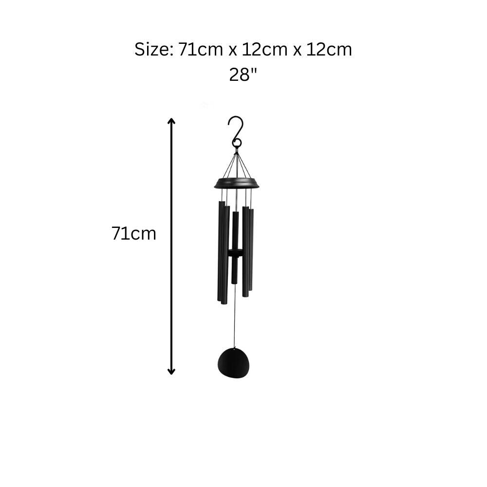 Concerto Musical Wind Chime – 28" Satin Black (71cm x 12cm x 12cm) | Deep-Tone Metal Wind Chime for Outdoor & Indoor Décor