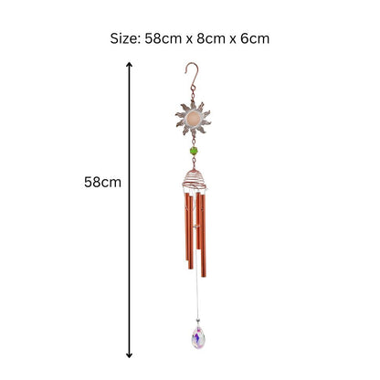 Rose Gold Sun Wind Chime – 58cm x 8cm x 6cm | Elegant Solar-Themed Metal Wind Chime for Outdoor & Indoor Décor | Soothing Melodic Chime