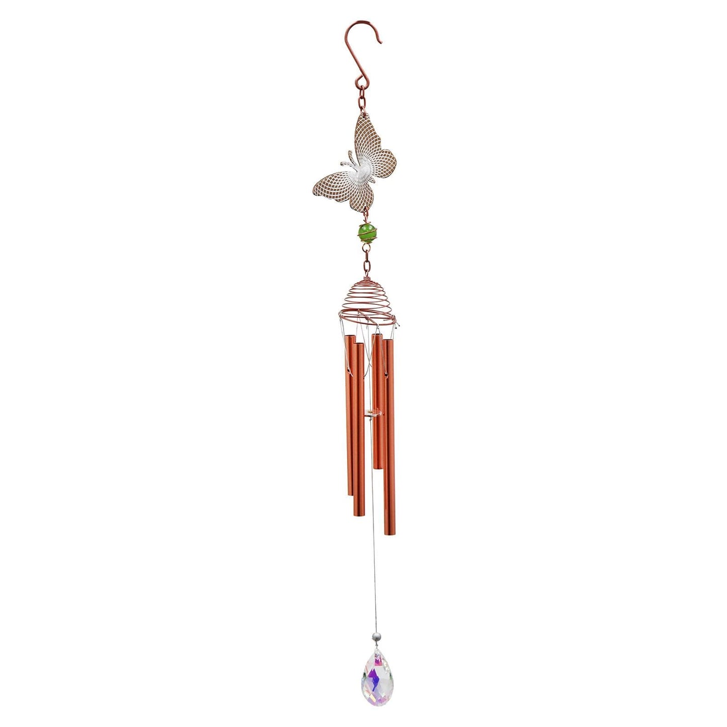 Rose Gold Butterfly Wind Chime – 58cm x 8cm x 6cm | Elegant Metal Hanging Chime for Garden, Patio & Home |  Melodic Outdoor Wind Bell