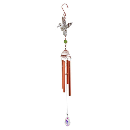Rose Gold Hummingbird Wind Chime – 58cm x 8cm x 6cm | Elegant Metal Hanging Chime for Garden, Patio & Home | , Melodic Outdoor Wind Bell