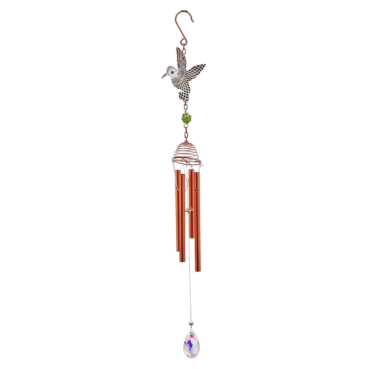 Rose Gold Hummingbird Wind Chime – 58cm x 8cm x 6cm | Elegant Metal Hanging Chime for Garden, Patio & Home | , Melodic Outdoor Wind Bell