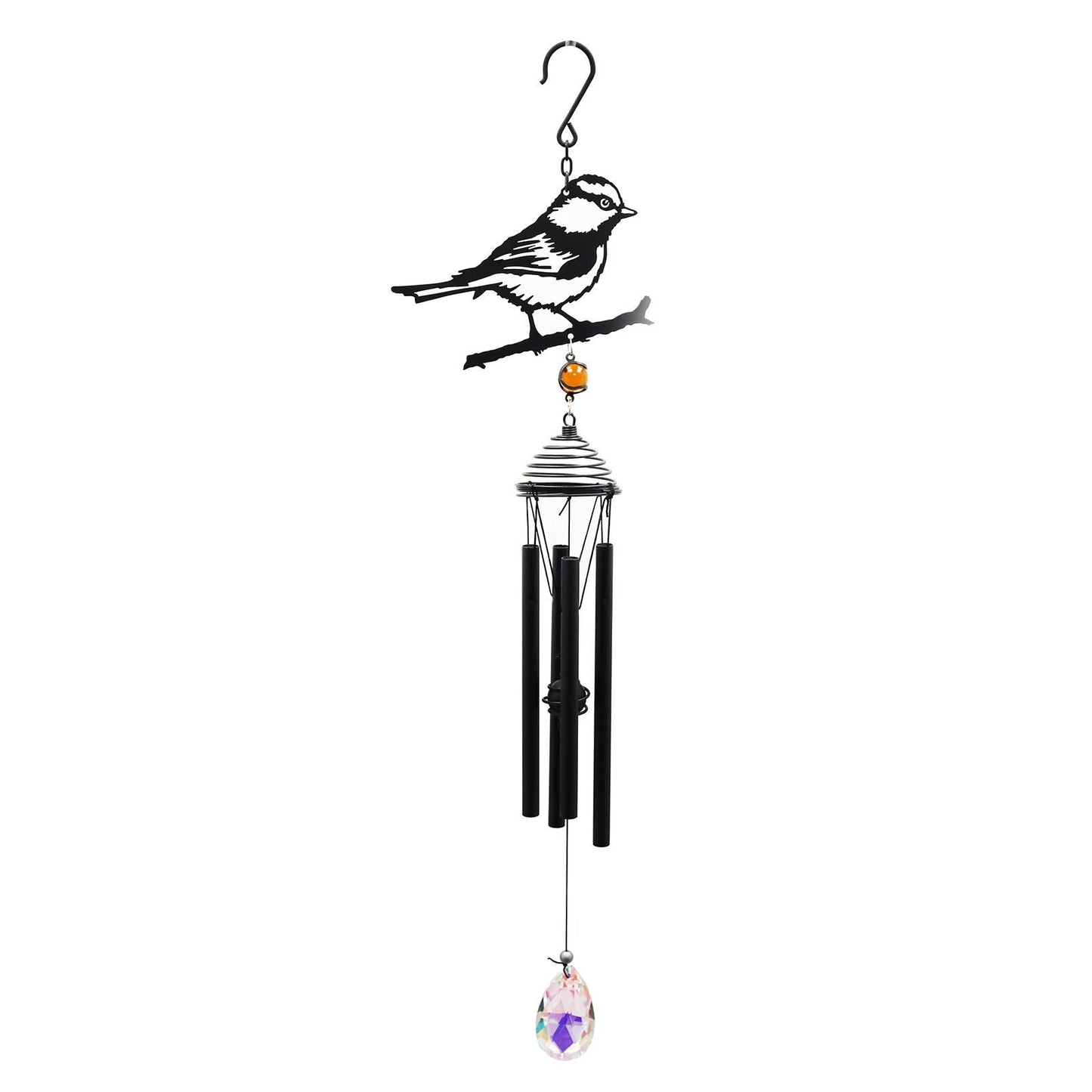 Silhouette Blue Tit Wind Chime – Black, 58cm x 14cm x 6cm | Elegant Hanging Bird Chime for Garden, Patio & Home |  Outdoor Décor
