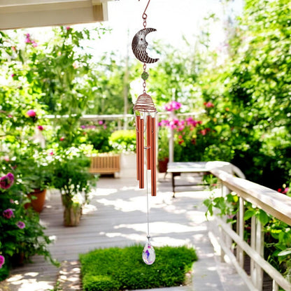 Rose Gold Moon Wind Chime – 58cm x 8cm x 6cm | Celestial Hanging Chime for Garden, Patio & Home | Soothing, Melodic Outdoor Wind Bell
