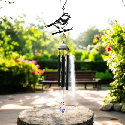 Silhouette Blue Tit Wind Chime – Black, 58cm x 14cm x 6cm | Elegant Hanging Bird Chime for Garden, Patio & Home |  Outdoor Décor