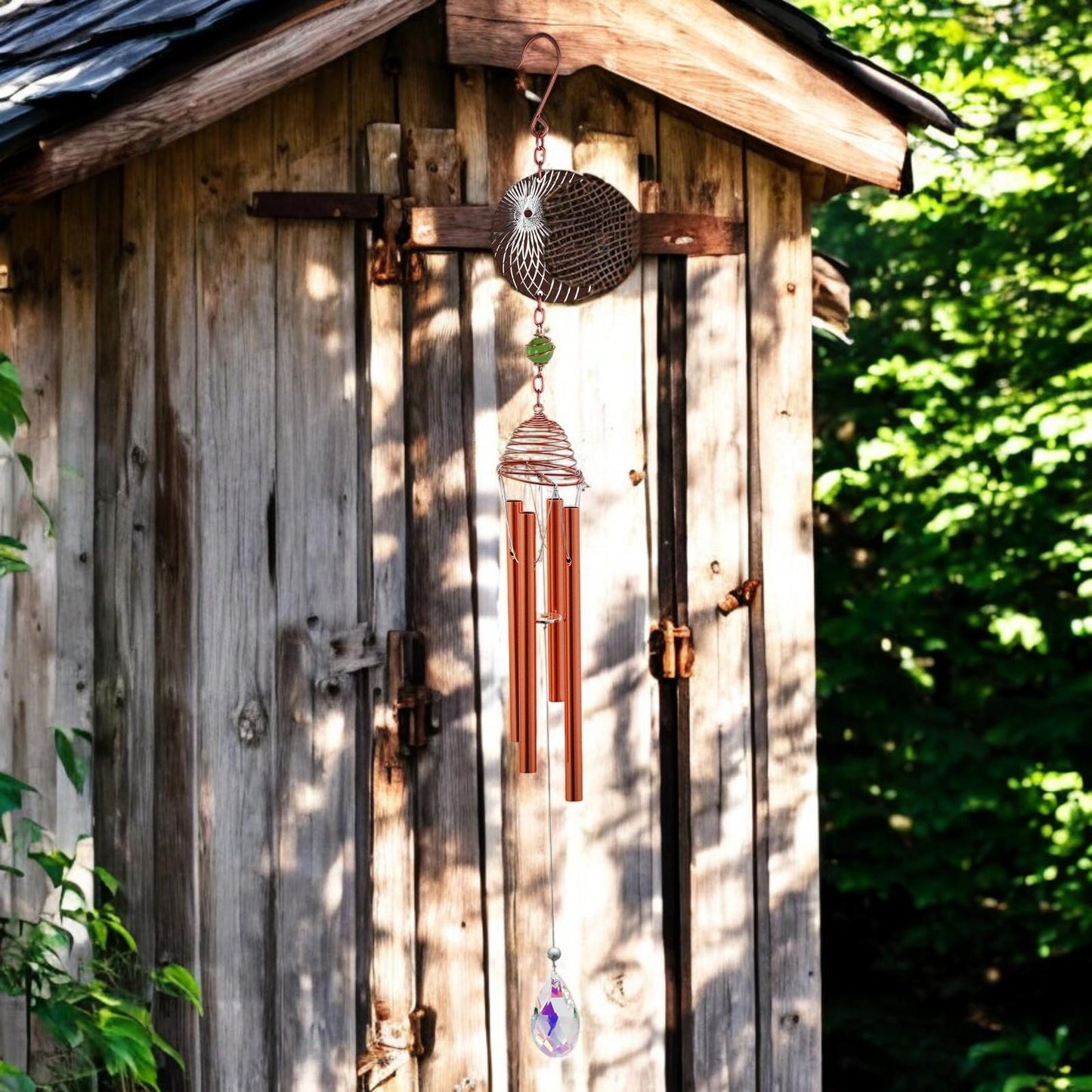 Rose Gold Moon Wind Chime – 58cm x 8cm x 6cm | Celestial Hanging Chime for Garden, Patio & Home | Soothing, Melodic Outdoor Wind Bell