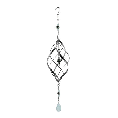Single Stainless Steel Spiral Spinner – 58cm x 13.5cm x 13.5cm | Elegant Garden Wind Spinner | Durable Outdoor Décor for Patios, Gardens