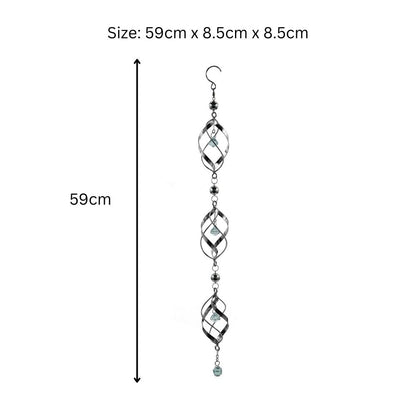 Triple Stainless Steel Spiral Spinner – 57cm x 9cm x 9cm | Elegant Garden Wind Spinner | Durable Outdoor Décor for Patios, Gardens