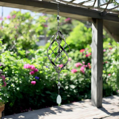 Single Stainless Steel Spiral Spinner – 58cm x 13.5cm x 13.5cm | Elegant Garden Wind Spinner | Durable Outdoor Décor for Patios, Gardens