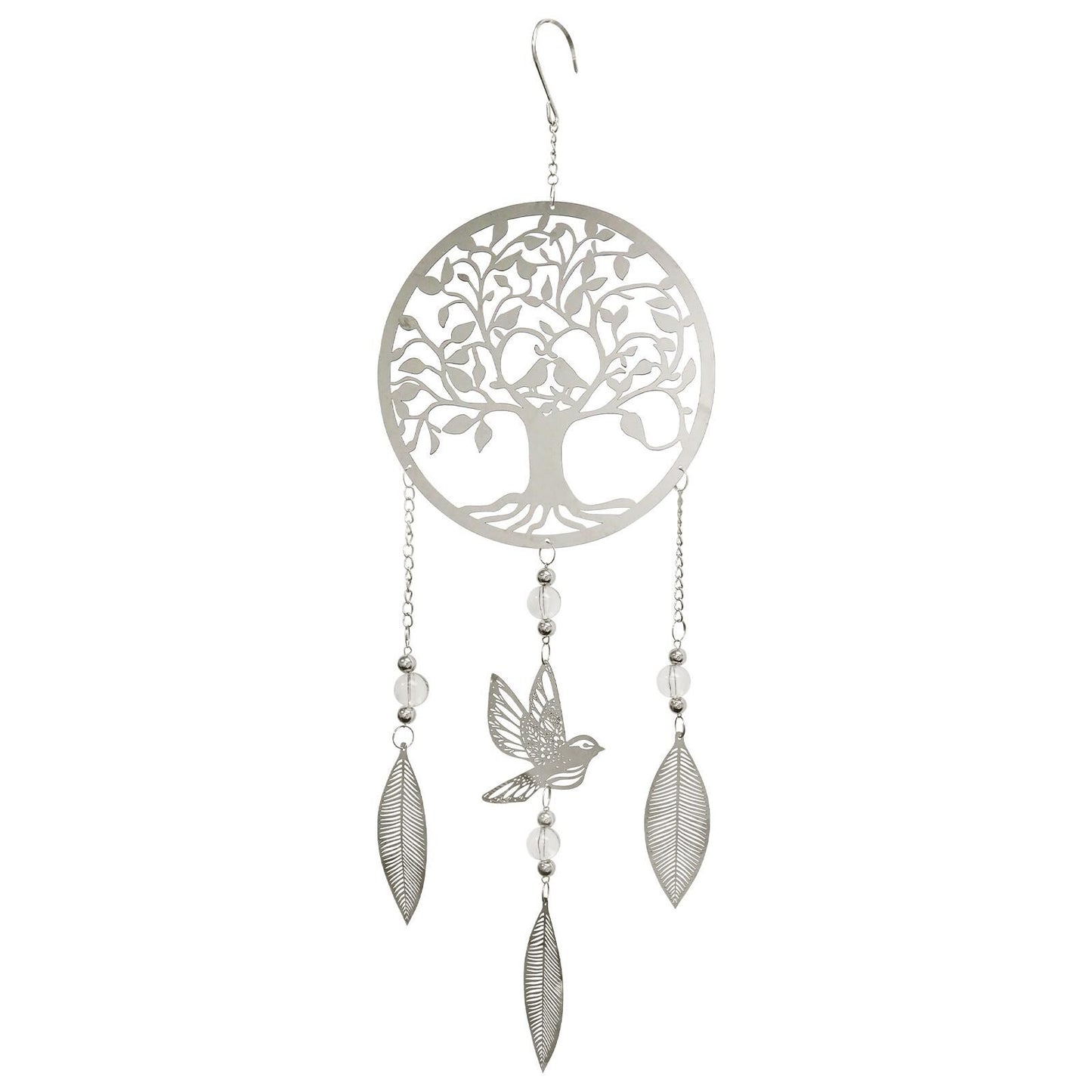 Tree Stainless Steel Hanging Dreamcatcher – 59cm x 18cm | Elegant Outdoor & Indoor Wind Spinner | Boho Metal Dream Catcher for Gardens