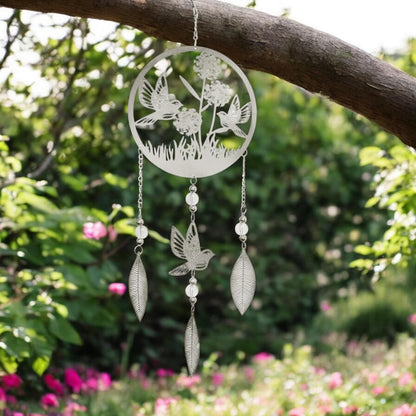 Bird Stainless Steel Hanging Dreamcatcher – 59cm x 18cm | Elegant Metal Wind Spinner for Indoor & Outdoor Décor