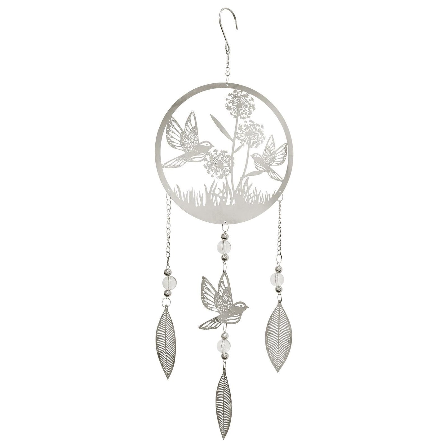Bird Stainless Steel Hanging Dreamcatcher – 59cm x 18cm | Elegant Metal Wind Spinner for Indoor & Outdoor Décor