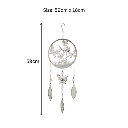 Butterfly Stainless Steel Hanging Dreamcatcher – 59cm x 18cm | Elegant Wind Spinner for Indoor & Outdoor Use
