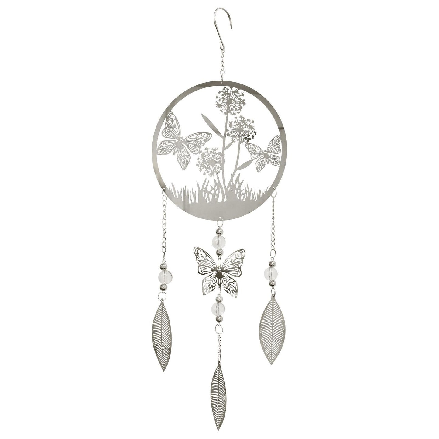 Butterfly Stainless Steel Hanging Dreamcatcher – 59cm x 18cm | Elegant Wind Spinner for Indoor & Outdoor Use