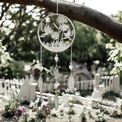 Bird Stainless Steel Hanging Dreamcatcher – 59cm x 18cm | Elegant Metal Wind Spinner for Indoor & Outdoor Décor
