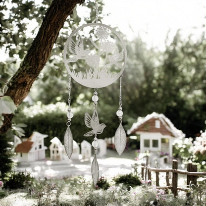 Bird Stainless Steel Hanging Dreamcatcher – 59cm x 18cm | Elegant Metal Wind Spinner for Indoor & Outdoor Décor