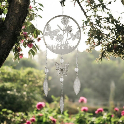 Butterfly Stainless Steel Hanging Dreamcatcher – 59cm x 18cm | Elegant Wind Spinner for Indoor & Outdoor Use