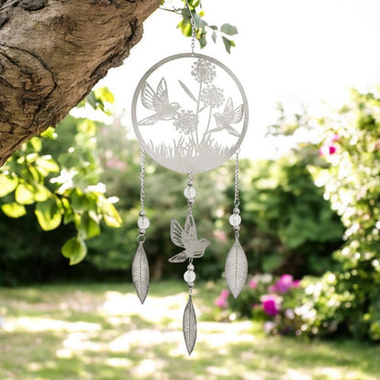 Bird Stainless Steel Hanging Dreamcatcher – 59cm x 18cm | Elegant Metal Wind Spinner for Indoor & Outdoor Décor