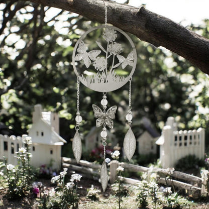 Butterfly Stainless Steel Hanging Dreamcatcher – 59cm x 18cm | Elegant Wind Spinner for Indoor & Outdoor Use