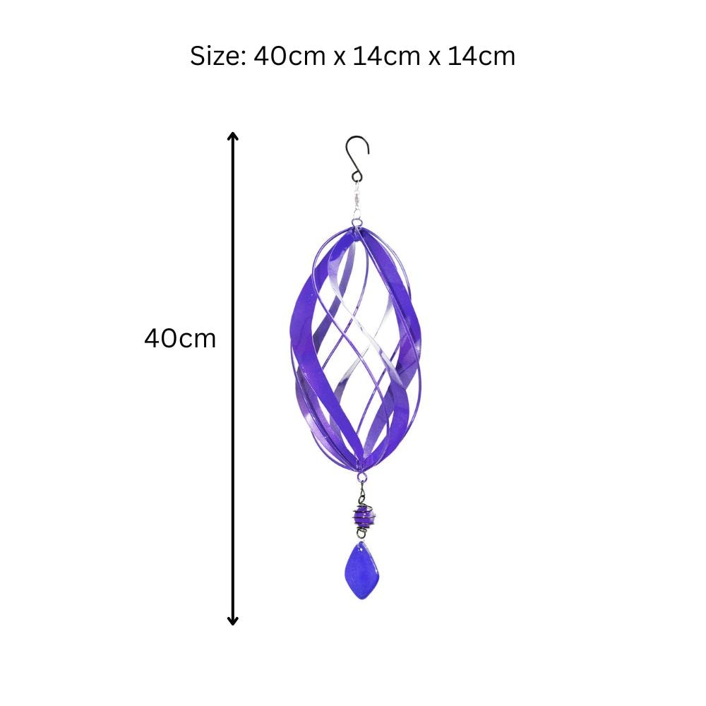 Violet Metal Hanging Spinner – 40cm x 14cm | Wind-Powered Kinetic Garden Ornament | Outdoor Hanging Wind Spinner for Patios