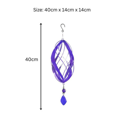 Violet Metal Hanging Spinner – 40cm x 14cm | Wind-Powered Kinetic Garden Ornament | Outdoor Hanging Wind Spinner for Patios
