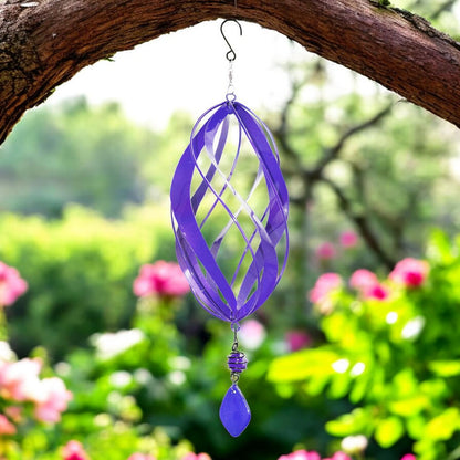 Violet Metal Hanging Spinner – 40cm x 14cm | Wind-Powered Kinetic Garden Ornament | Outdoor Hanging Wind Spinner for Patios