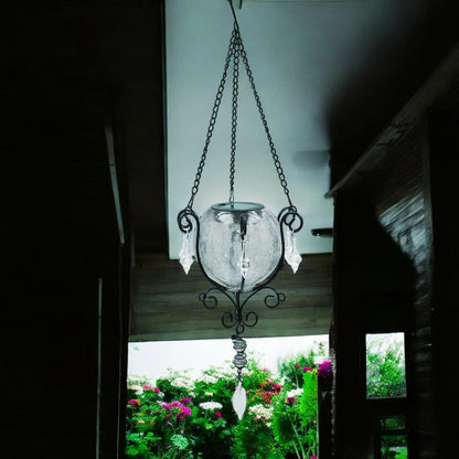 Mystic Moroccan Clear Glass Solar Lantern – 55cm | Solar-Powered Outdoor Lantern with Intricate Moroccan Design