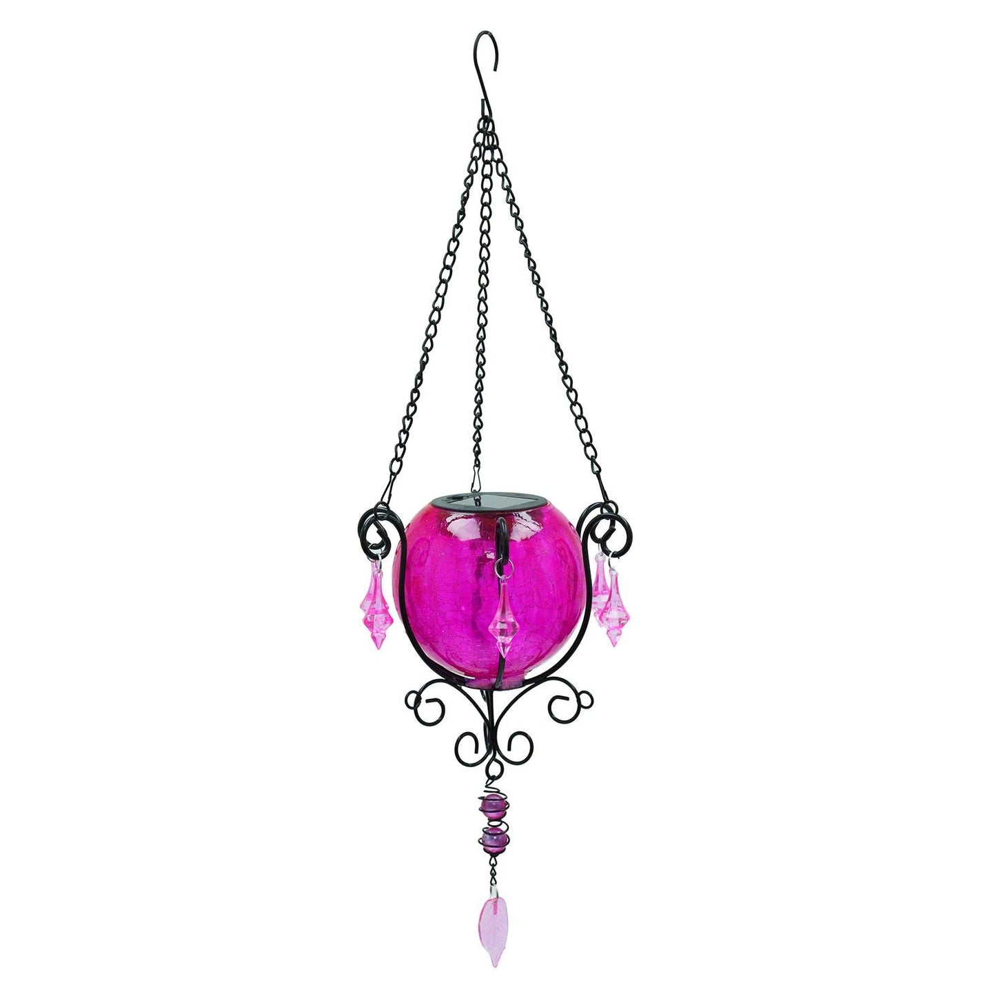Mystic Moroccan Clear Cerise Solar Lantern – 55cm | Solar-Powered Outdoor Lantern with Intricate Moroccan Design