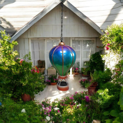 Small Aurora Solar Hot Air Balloon – 42cm | Color-Changing Solar-Powered Hanging Lantern & Wind Spinner