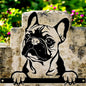 Metal Frenchie Peeking Dog Silhouette – 28cm x 32cm | Decorative Metal French Bulldog Art for Home & Garden Décor