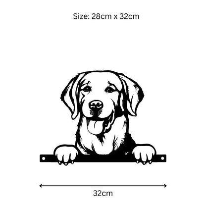 Metal Labrador Retriever Peeking Dog Silhouette – 28cm x 32cm | Decorative Metal Labrador Art for Home & Garden Décor