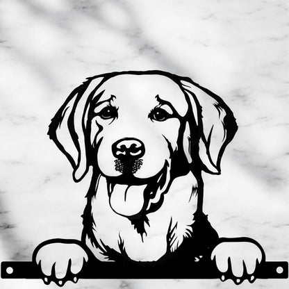 Metal Labrador Retriever Peeking Dog Silhouette – 28cm x 32cm | Decorative Metal Labrador Art for Home & Garden Décor