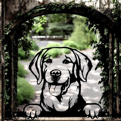 Metal Labrador Retriever Peeking Dog Silhouette – 28cm x 32cm | Decorative Metal Labrador Art for Home & Garden Décor