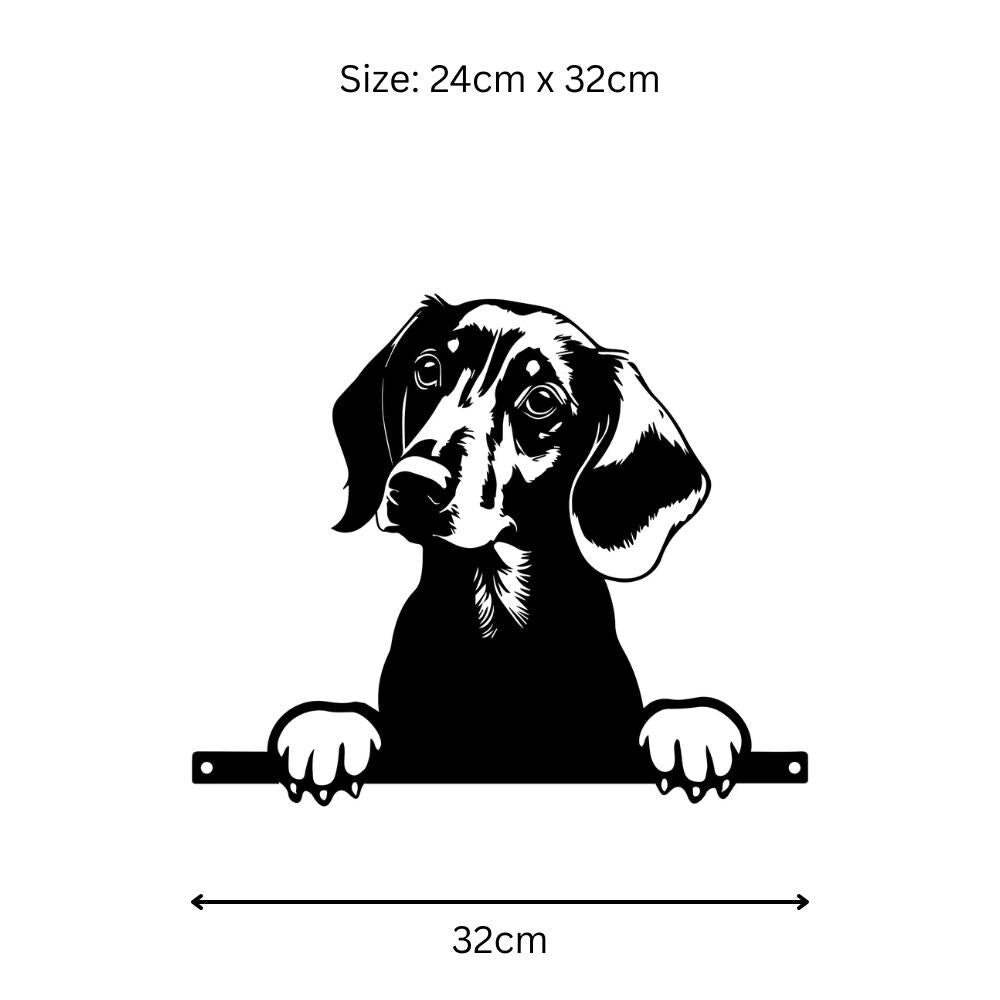 Metal Dachshund Peeking Dog Silhouette – 28cm x 32cm | Decorative Dachshund Art for Home & Garden Décor