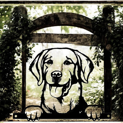 Metal Labrador Retriever Peeking Dog Silhouette – 28cm x 32cm | Decorative Metal Labrador Art for Home & Garden Décor