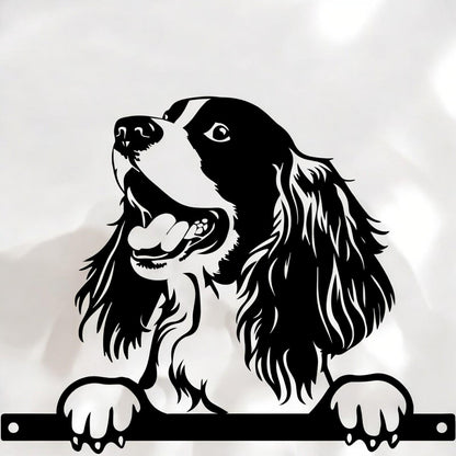 Metal Spaniel Peeking Dog Silhouette – 28cm x 32cm | Decorative Metal Spaniel Art for Home & Garden Décor