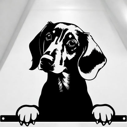Metal Dachshund Peeking Dog Silhouette – 28cm x 32cm | Decorative Dachshund Art for Home & Garden Décor