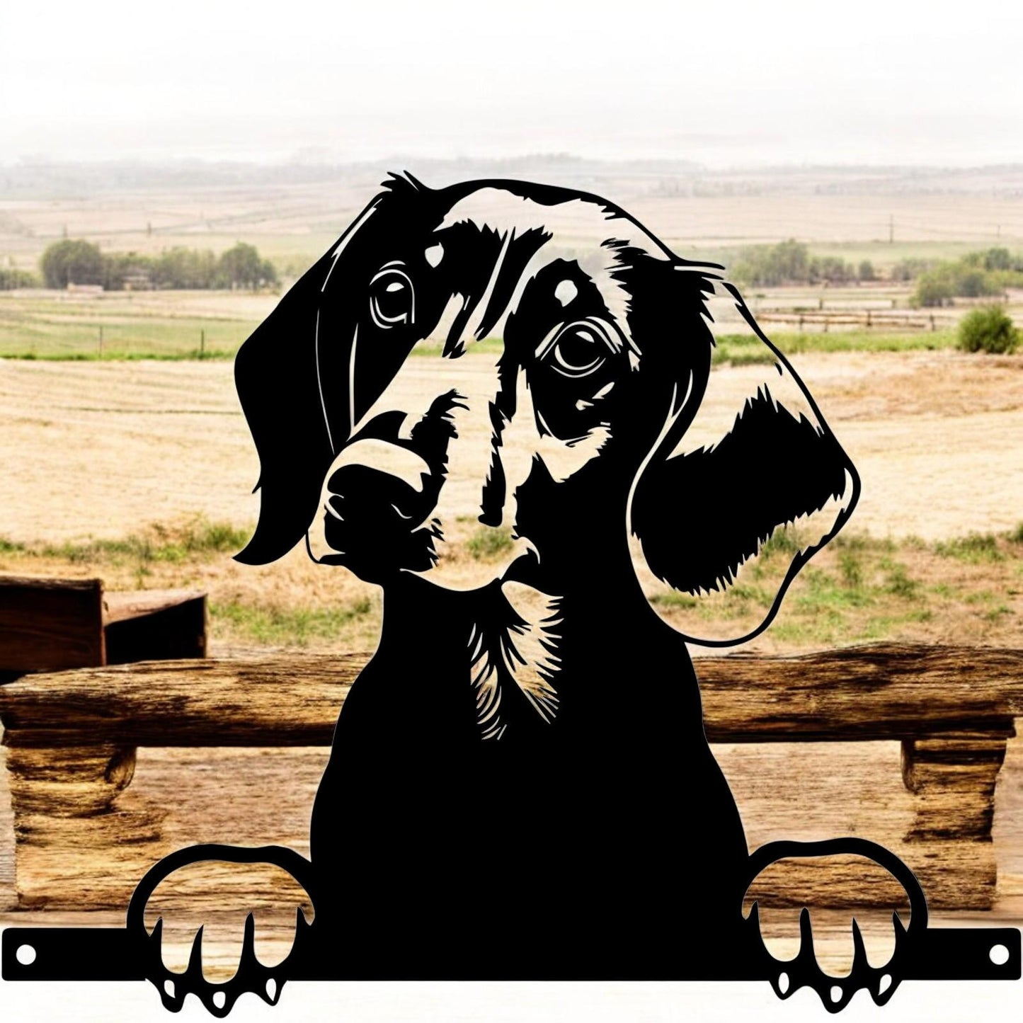 Metal Dachshund Peeking Dog Silhouette – 28cm x 32cm | Decorative Dachshund Art for Home & Garden Décor