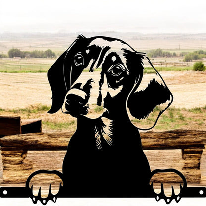 Metal Dachshund Peeking Dog Silhouette – 28cm x 32cm | Decorative Dachshund Art for Home & Garden Décor