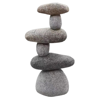 Resin 6 Stone Cairn Sculpture – 30.5cm x 16.5cm x 9cm | Zen Garden Rock Stack for Outdoor & Indoor Décor