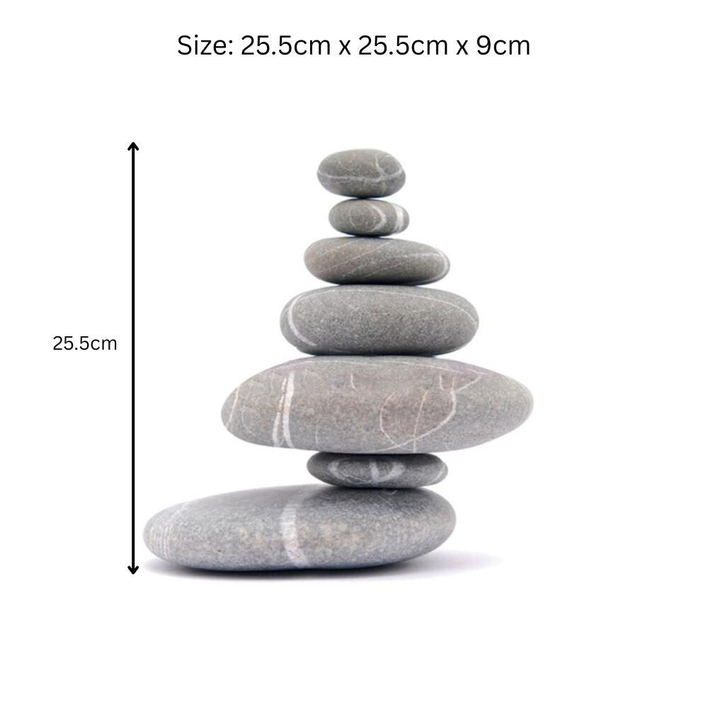 Resin 7 Stone Cairn Sculpture – 25.5cm x 25.5cm x 9cm | Zen Garden Rock Stack for Outdoor & Indoor Décor