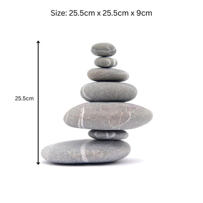 Resin 7 Stone Cairn Sculpture – 25.5cm x 25.5cm x 9cm | Zen Garden Rock Stack for Outdoor & Indoor Décor